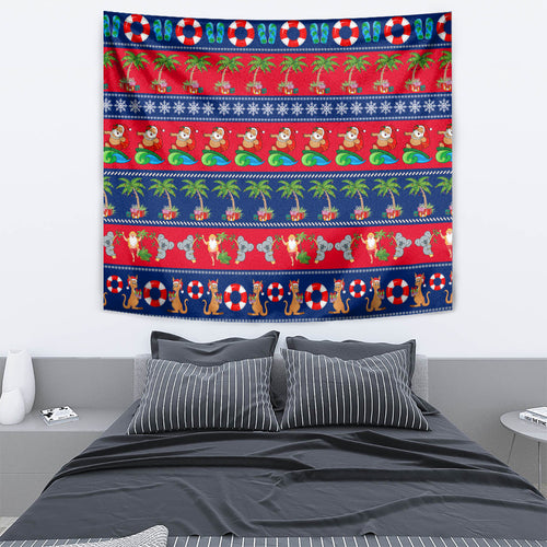 personalised-australia-christmas-tapestry-aussie-santa-claus-beach-xmas-vibes