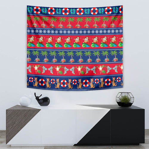 personalised-australia-christmas-tapestry-aussie-santa-claus-beach-xmas-vibes