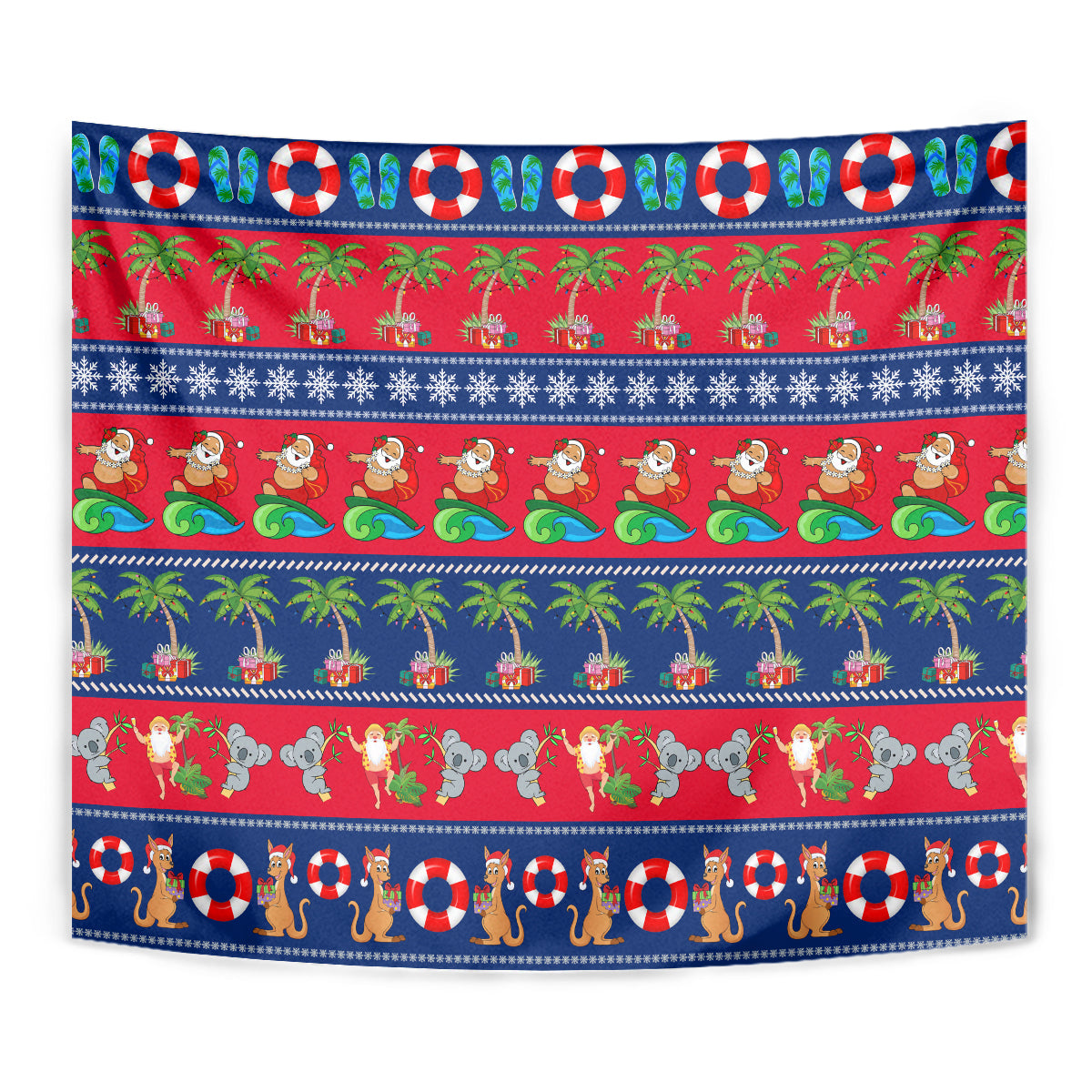 personalised-australia-christmas-tapestry-aussie-santa-claus-beach-xmas-vibes