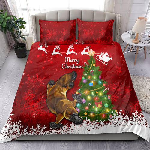 personalised-australia-christmas-bedding-set-aussie-platypus-xmas-vibes