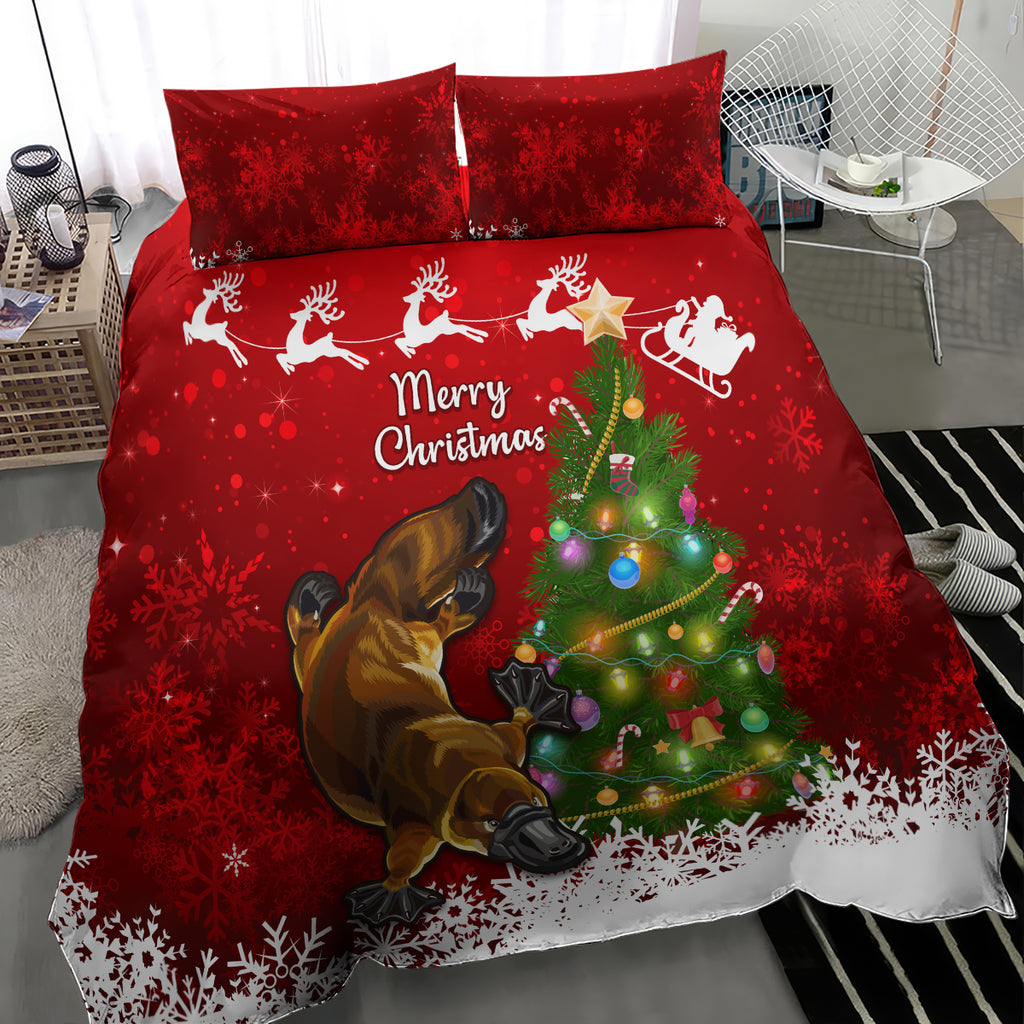 personalised-australia-christmas-bedding-set-aussie-platypus-xmas-vibes