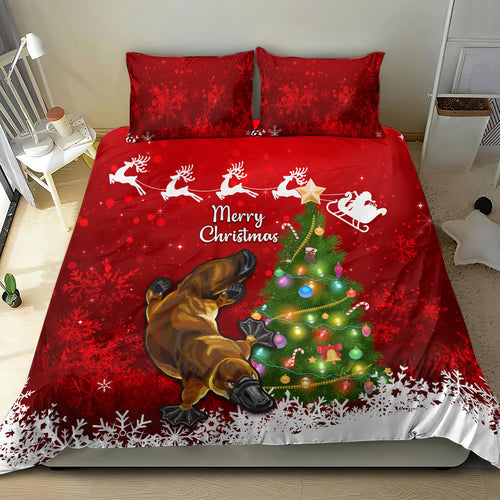 personalised-australia-christmas-bedding-set-aussie-platypus-xmas-vibes