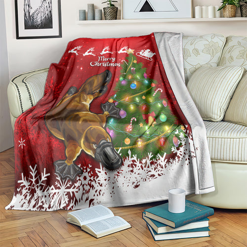 personalised-australia-christmas-blanket-aussie-platypus-xmas-vibes