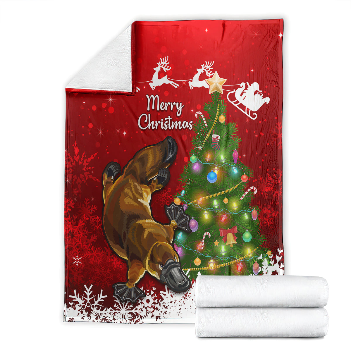 personalised-australia-christmas-blanket-aussie-platypus-xmas-vibes