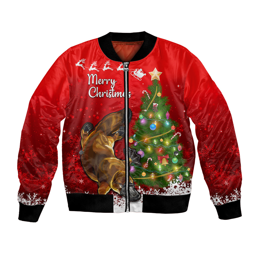 personalised-australia-christmas-bomber-jacket-aussie-platypus-xmas-vibes