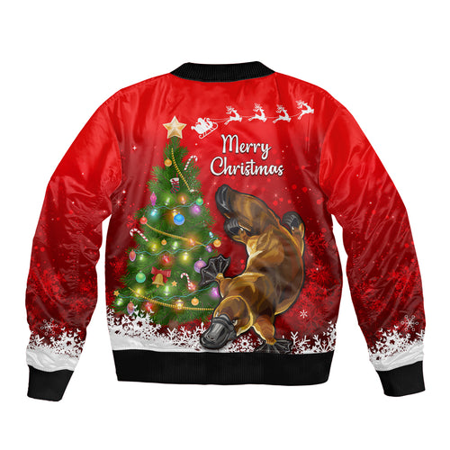 personalised-australia-christmas-bomber-jacket-aussie-platypus-xmas-vibes