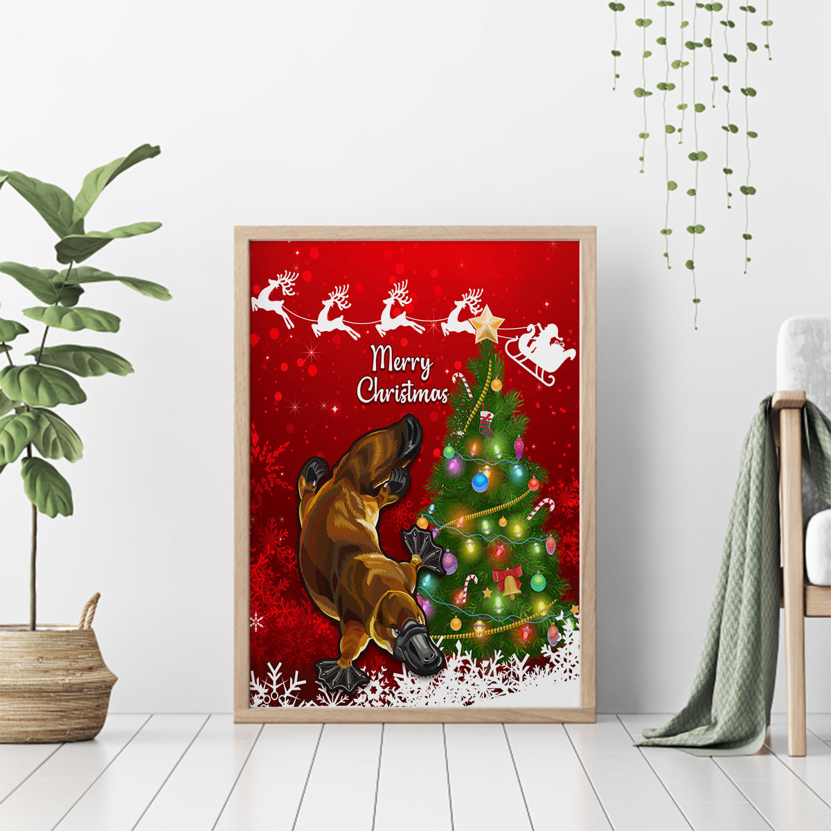 personalised-australia-christmas-canvas-wall-art-aussie-platypus-xmas-vibes