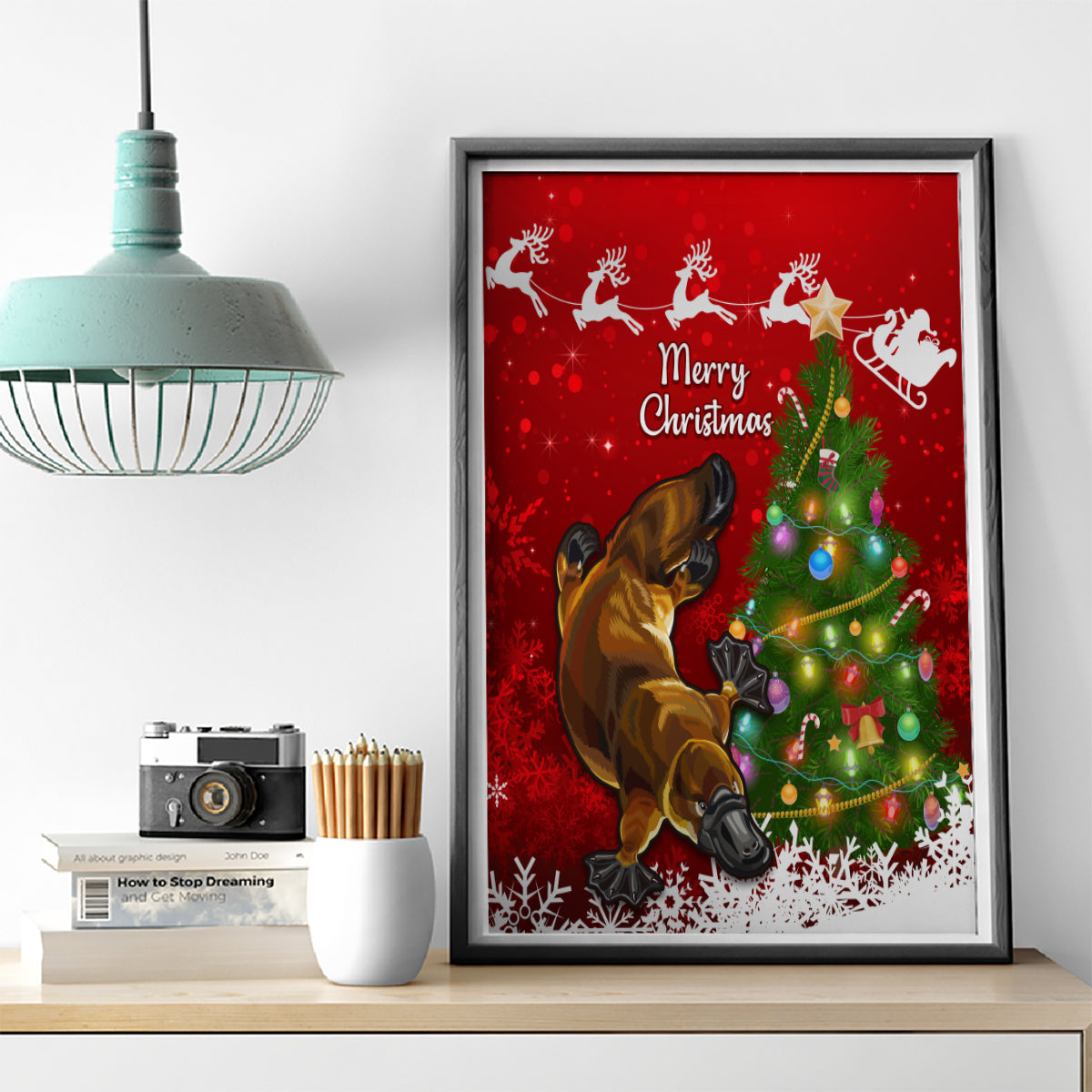 personalised-australia-christmas-canvas-wall-art-aussie-platypus-xmas-vibes