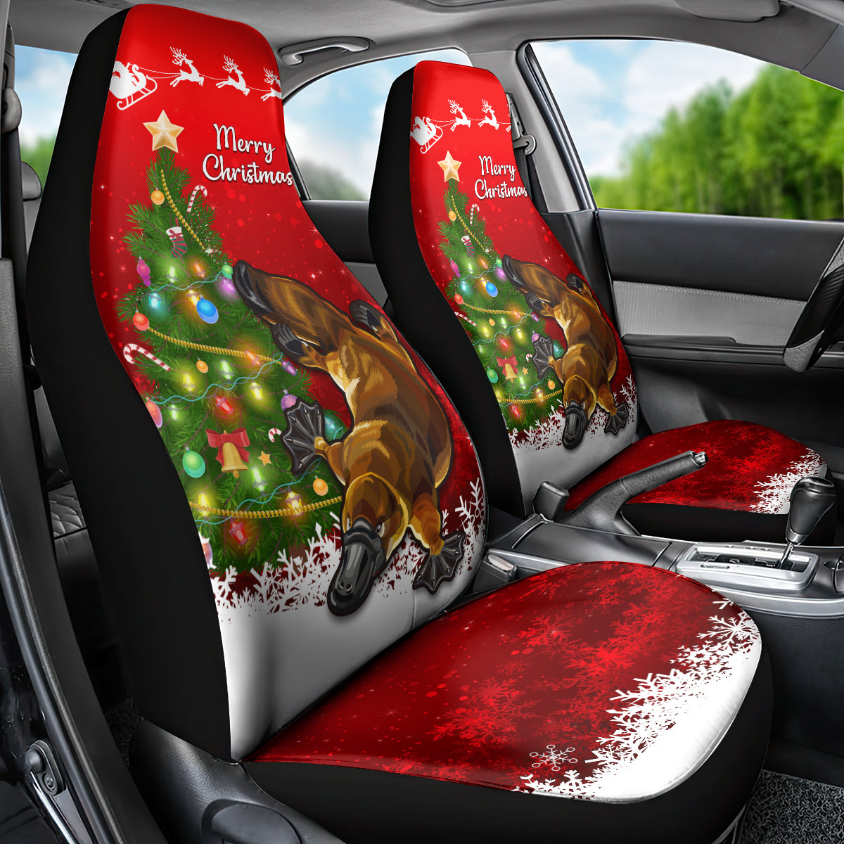 personalised-australia-christmas-car-seat-cover-aussie-platypus-xmas-vibes