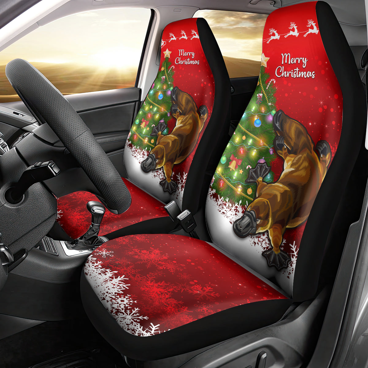 personalised-australia-christmas-car-seat-cover-aussie-platypus-xmas-vibes