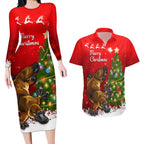 personalised-australia-christmas-couples-matching-long-sleeve-bodycon-dress-and-hawaiian-shirt-aussie-platypus-xmas-vibes