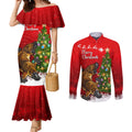 personalised-australia-christmas-couples-matching-mermaid-dress-and-long-sleeve-button-shirt-aussie-platypus-xmas-vibes