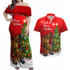 personalised-australia-christmas-couples-matching-off-shoulder-maxi-dress-and-hawaiian-shirt-aussie-platypus-xmas-vibes