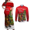 personalised-australia-christmas-couples-matching-off-shoulder-maxi-dress-and-long-sleeve-button-shirt-aussie-platypus-xmas-vibes