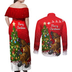 personalised-australia-christmas-couples-matching-off-shoulder-maxi-dress-and-long-sleeve-button-shirt-aussie-platypus-xmas-vibes