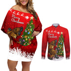 personalised-australia-christmas-couples-matching-off-shoulder-short-dress-and-long-sleeve-button-shirt-aussie-platypus-xmas-vibes