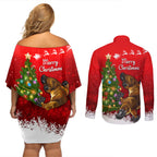 personalised-australia-christmas-couples-matching-off-shoulder-short-dress-and-long-sleeve-button-shirt-aussie-platypus-xmas-vibes