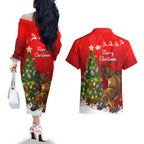 personalised-australia-christmas-couples-matching-off-the-shoulder-long-sleeve-dress-and-hawaiian-shirt-aussie-platypus-xmas-vibes