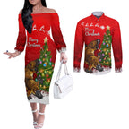 personalised-australia-christmas-couples-matching-off-the-shoulder-long-sleeve-dress-and-long-sleeve-button-shirt-aussie-platypus-xmas-vibes