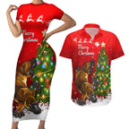 personalised-australia-christmas-couples-matching-short-sleeve-bodycon-dress-and-hawaiian-shirt-aussie-platypus-xmas-vibes