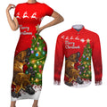 personalised-australia-christmas-couples-matching-short-sleeve-bodycon-dress-and-long-sleeve-button-shirt-aussie-platypus-xmas-vibes