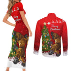 personalised-australia-christmas-couples-matching-short-sleeve-bodycon-dress-and-long-sleeve-button-shirt-aussie-platypus-xmas-vibes