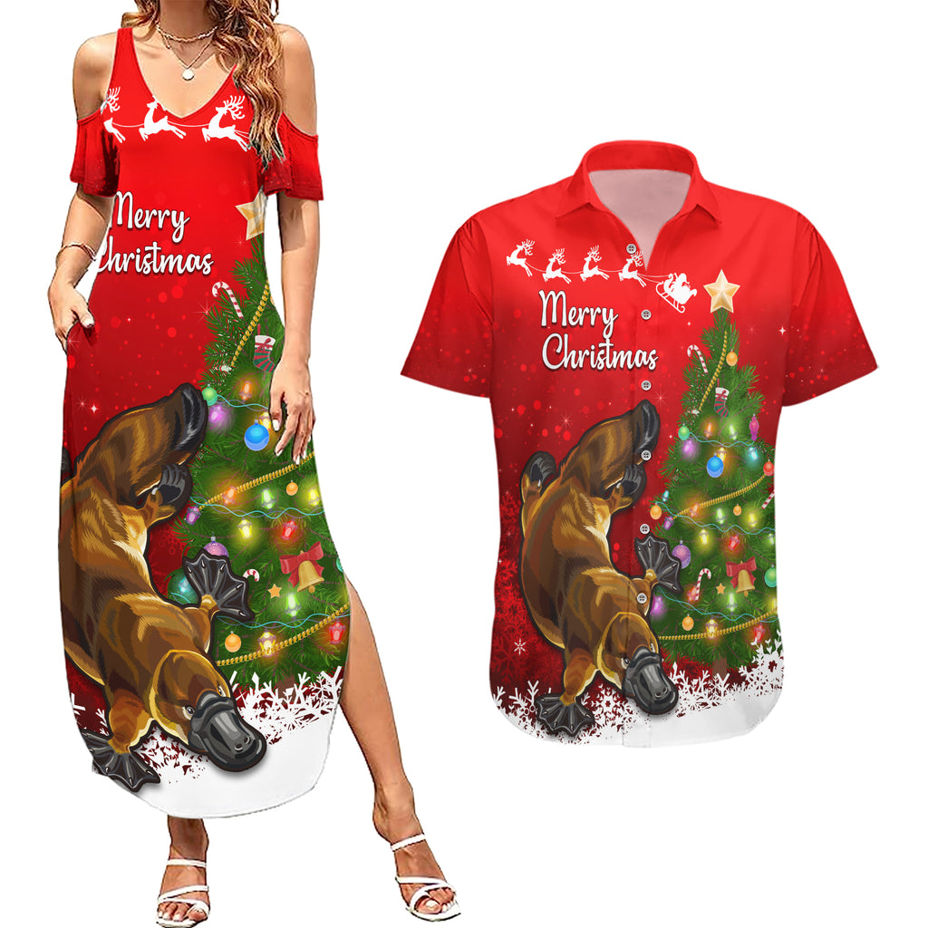 personalised-australia-christmas-couples-matching-summer-maxi-dress-and-hawaiian-shirt-aussie-platypus-xmas-vibes