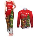 personalised-australia-christmas-couples-matching-tank-maxi-dress-and-long-sleeve-button-shirt-aussie-platypus-xmas-vibes