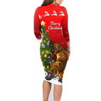 personalised-australia-christmas-family-matching-long-sleeve-bodycon-dress-and-hawaiian-shirt-aussie-platypus-xmas-vibes