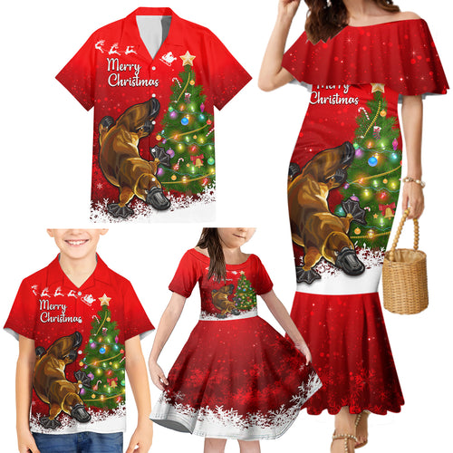 personalised-australia-christmas-family-matching-mermaid-dress-and-hawaiian-shirt-aussie-platypus-xmas-vibes