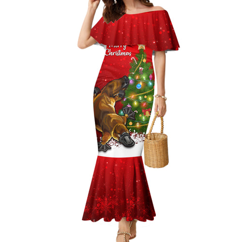 personalised-australia-christmas-family-matching-mermaid-dress-and-hawaiian-shirt-aussie-platypus-xmas-vibes