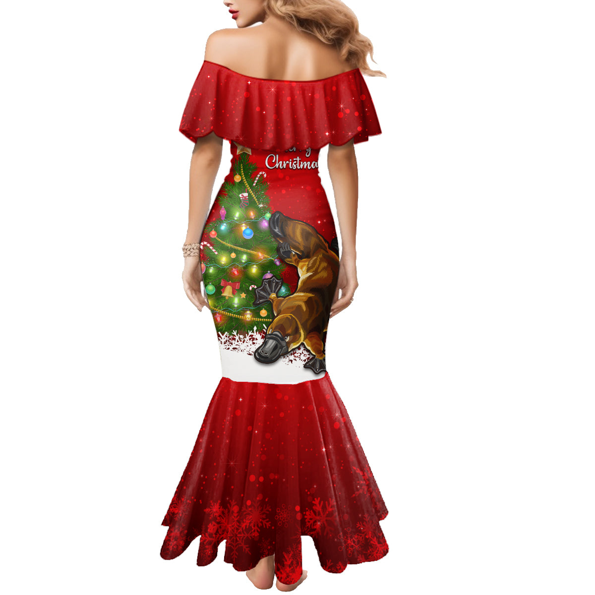 personalised-australia-christmas-family-matching-mermaid-dress-and-hawaiian-shirt-aussie-platypus-xmas-vibes