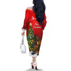 personalised-australia-christmas-family-matching-off-shoulder-long-sleeve-dress-and-hawaiian-shirt-aussie-platypus-xmas-vibes