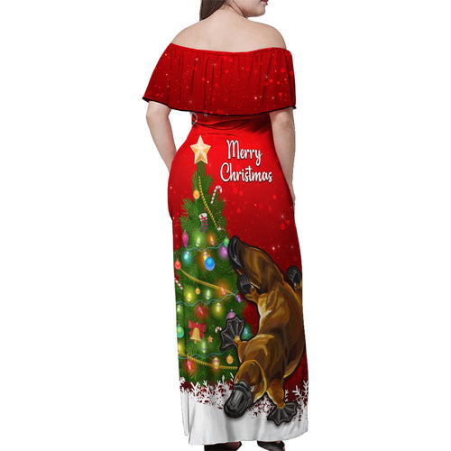 personalised-australia-christmas-family-matching-off-shoulder-maxi-dress-and-hawaiian-shirt-aussie-platypus-xmas-vibes