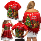 personalised-australia-christmas-family-matching-off-shoulder-short-dress-and-hawaiian-shirt-aussie-platypus-xmas-vibes