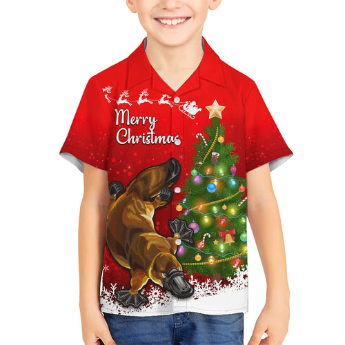 personalised-australia-christmas-family-matching-short-sleeve-bodycon-dress-and-hawaiian-shirt-aussie-platypus-xmas-vibes