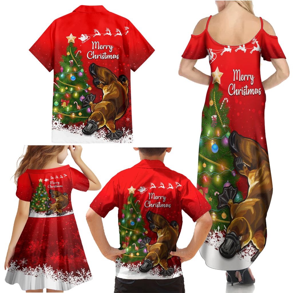 personalised-australia-christmas-family-matching-summer-maxi-dress-and-hawaiian-shirt-aussie-platypus-xmas-vibes
