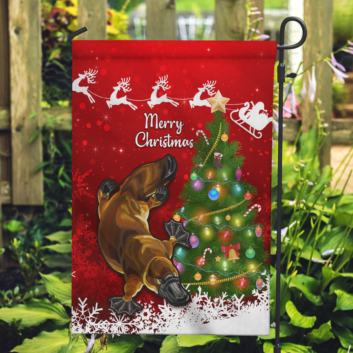 personalised-australia-christmas-garden-flag-aussie-platypus-xmas-vibes