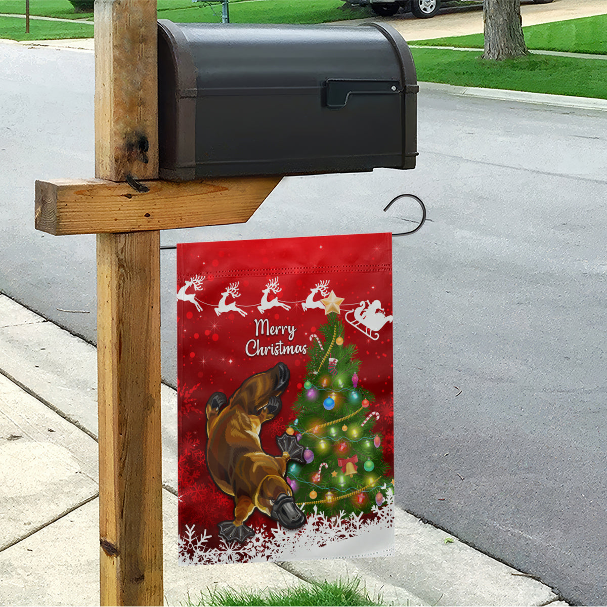personalised-australia-christmas-garden-flag-aussie-platypus-xmas-vibes