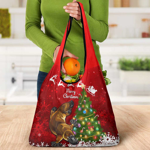 Australia Christmas Grocery Bag Aussie Platypus Xmas Vibes