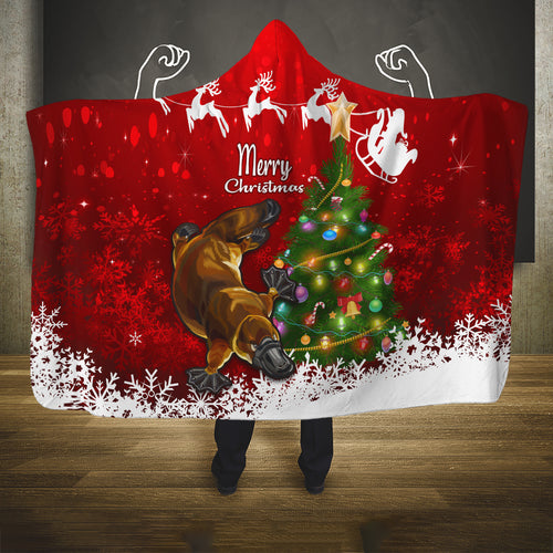 personalised-australia-christmas-hooded-blanket-aussie-platypus-xmas-vibes