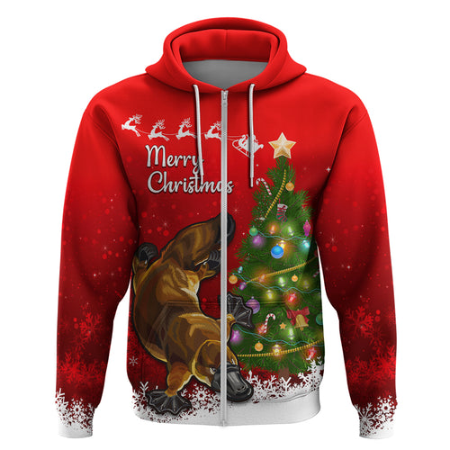 personalised-australia-christmas-hoodie-aussie-platypus-xmas-vibes