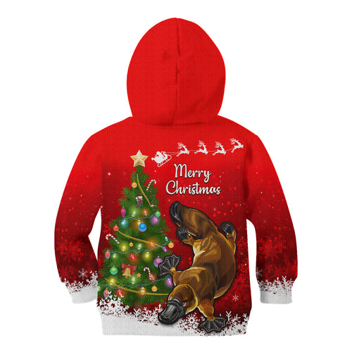 personalised-australia-christmas-kid-hoodie-aussie-platypus-xmas-vibes