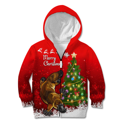 personalised-australia-christmas-kid-hoodie-aussie-platypus-xmas-vibes