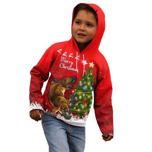 personalised-australia-christmas-kid-hoodie-aussie-platypus-xmas-vibes