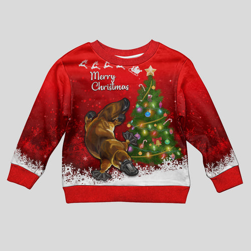 personalised-australia-christmas-kid-ugly-christmas-sweater-aussie-platypus-xmas-vibes