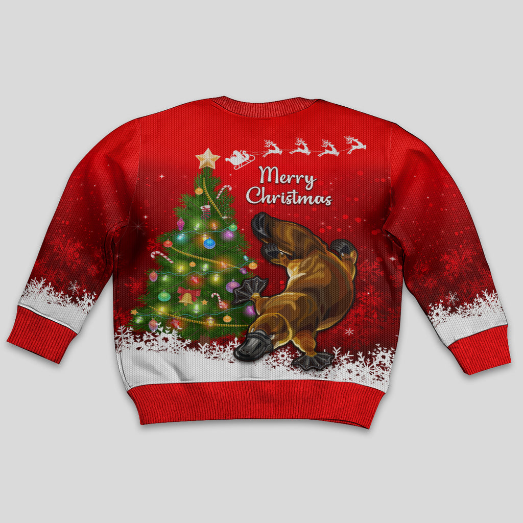 personalised-australia-christmas-kid-ugly-christmas-sweater-aussie-platypus-xmas-vibes