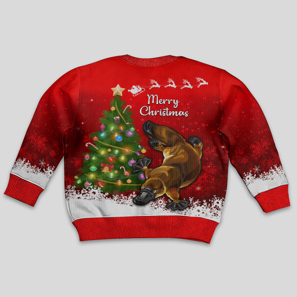 personalised-australia-christmas-kid-ugly-christmas-sweater-aussie-platypus-xmas-vibes
