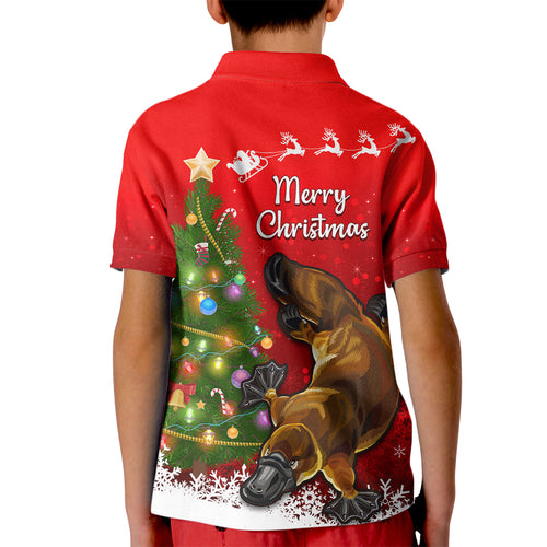 personalised-australia-christmas-kid-polo-shirt-aussie-platypus-xmas-vibes