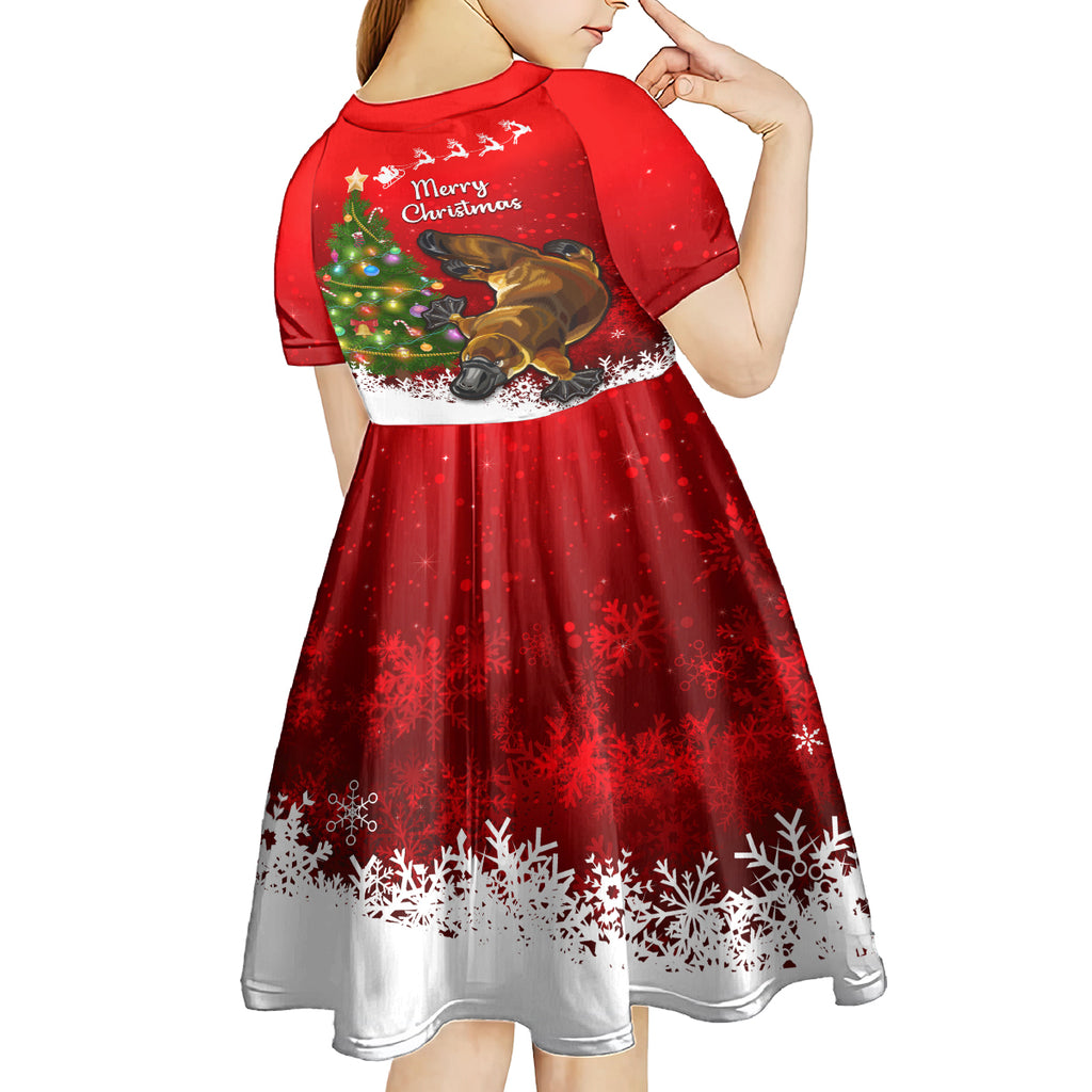 personalised-australia-christmas-kid-short-sleeve-dress-aussie-platypus-xmas-vibes